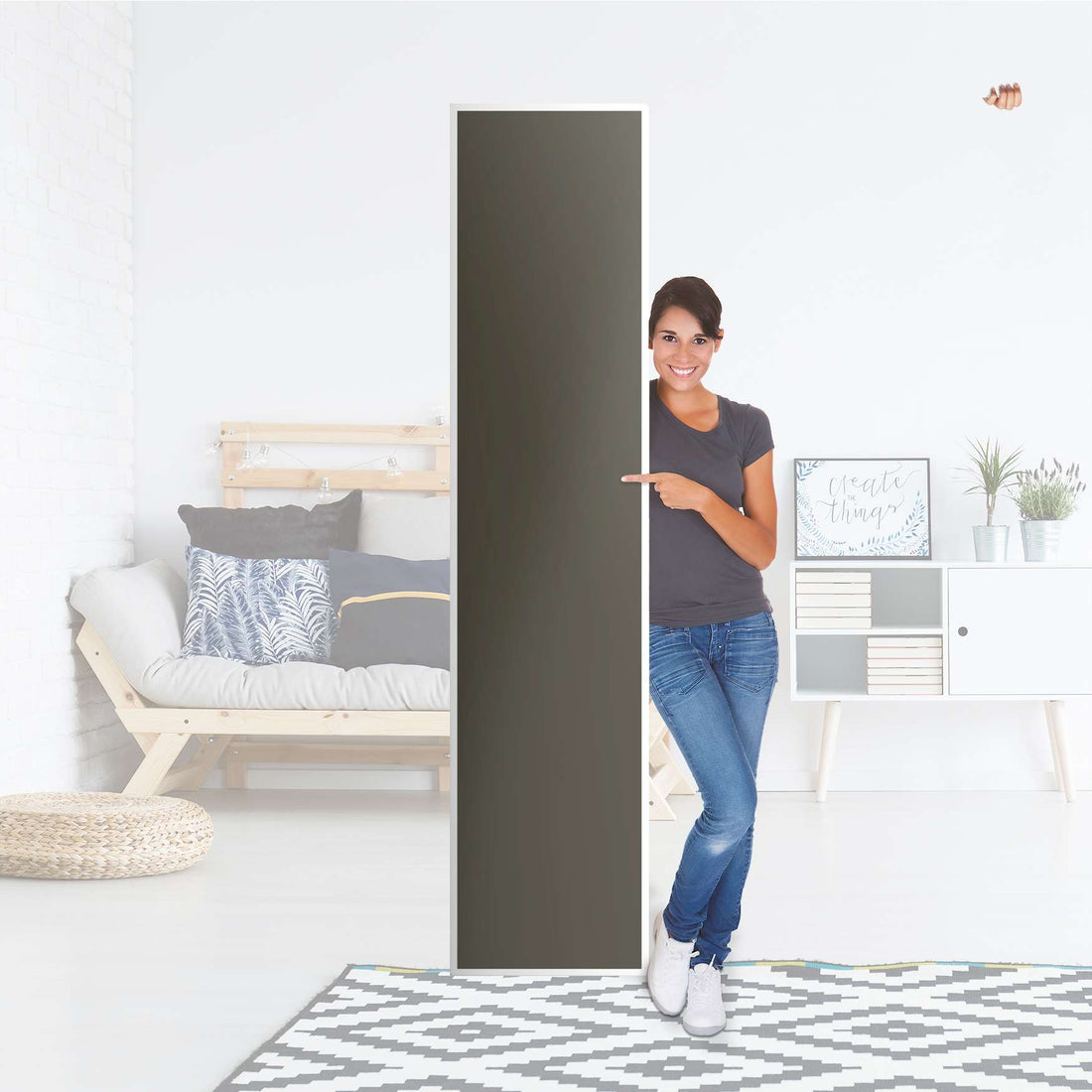 Klebefolie Braungrau Dark - IKEA Pax Schrank 236 cm Höhe - 1 Tür - Folie
