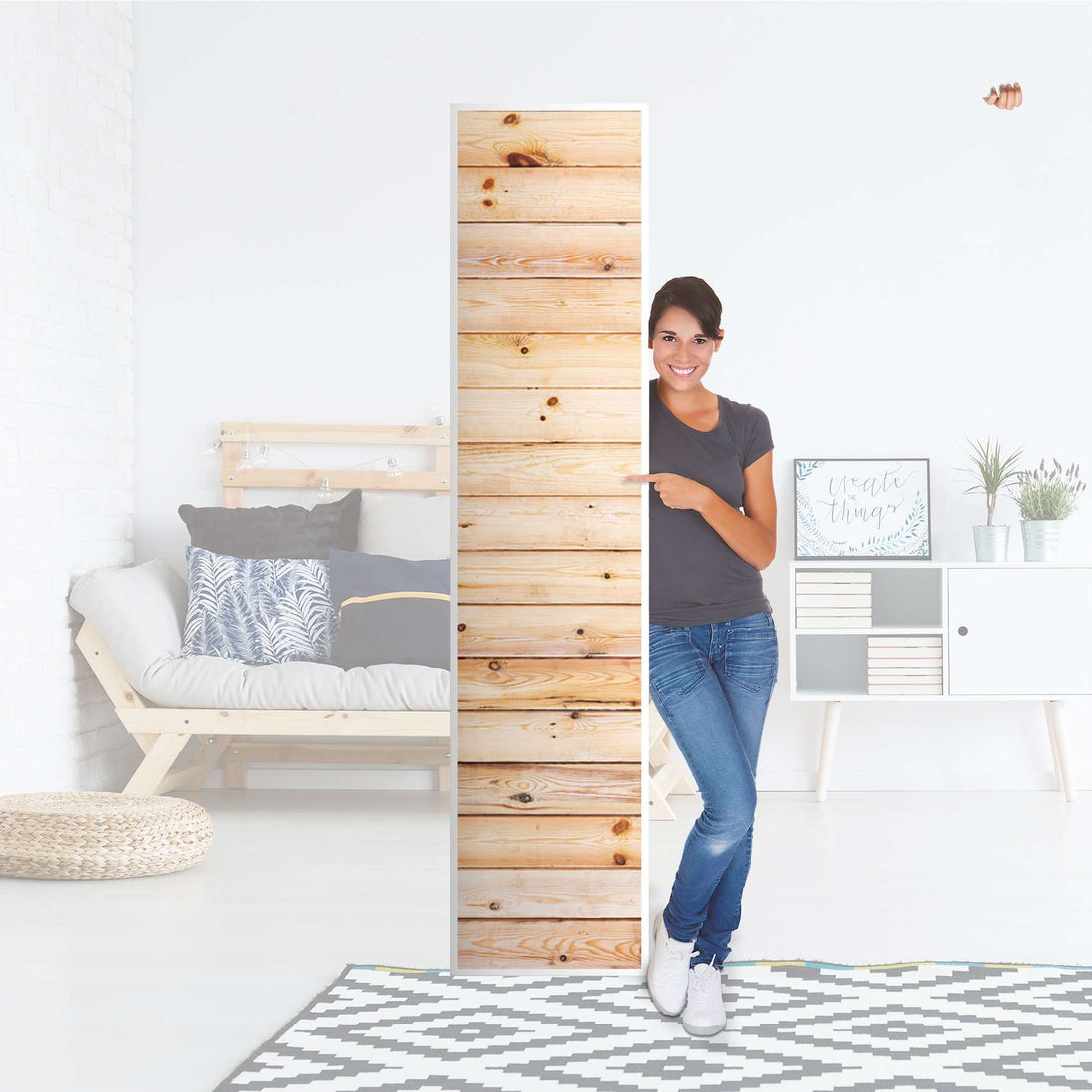 Klebefolie Bright Planks - IKEA Pax Schrank 236 cm Höhe - 1 Tür - Folie