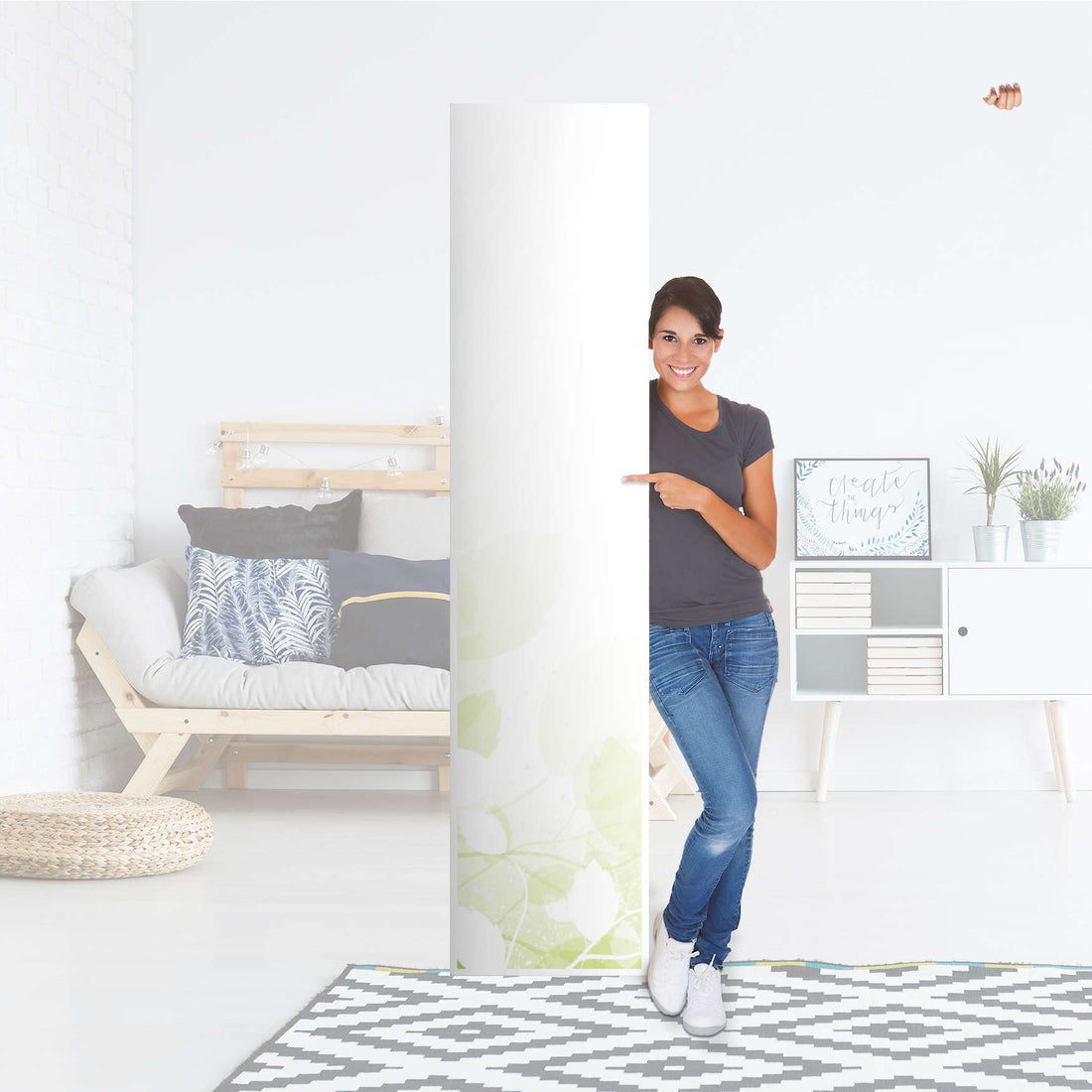 Klebefolie Flower Light - IKEA Pax Schrank 236 cm Höhe - 1 Tür - Folie