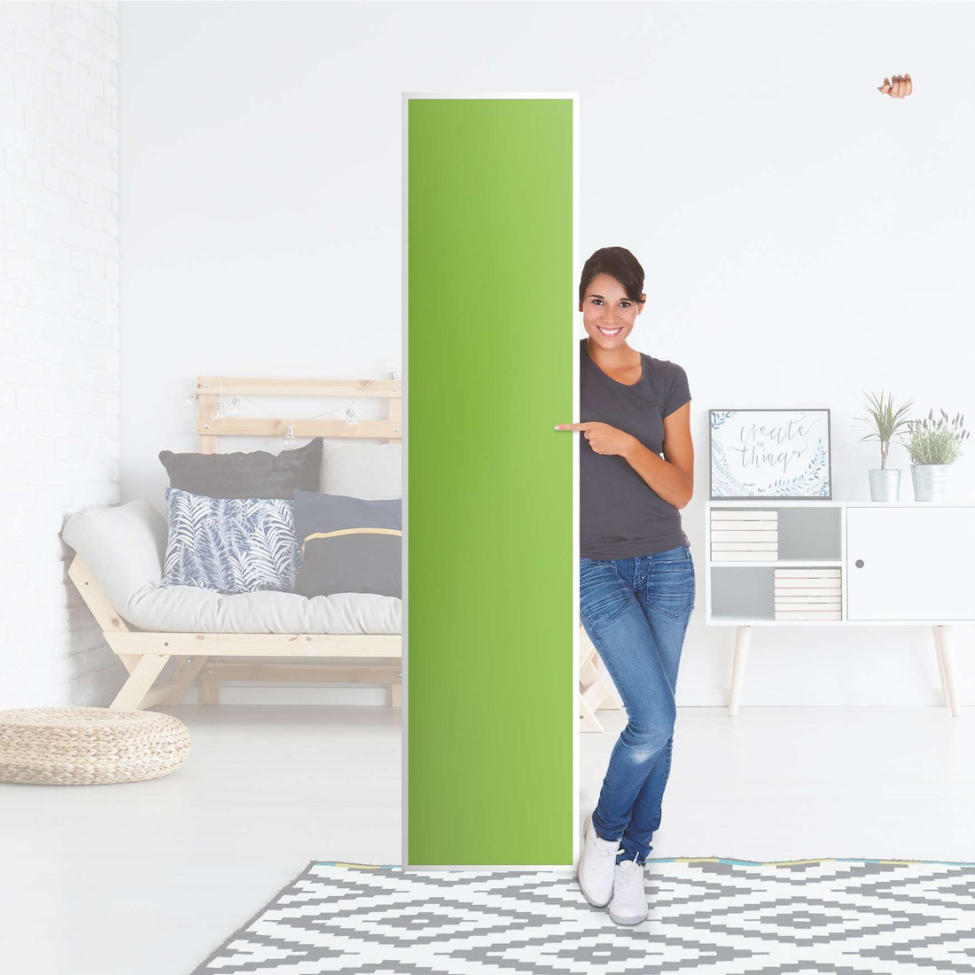Klebefolie Hellgrün Dark - IKEA Pax Schrank 236 cm Höhe - 1 Tür - Folie