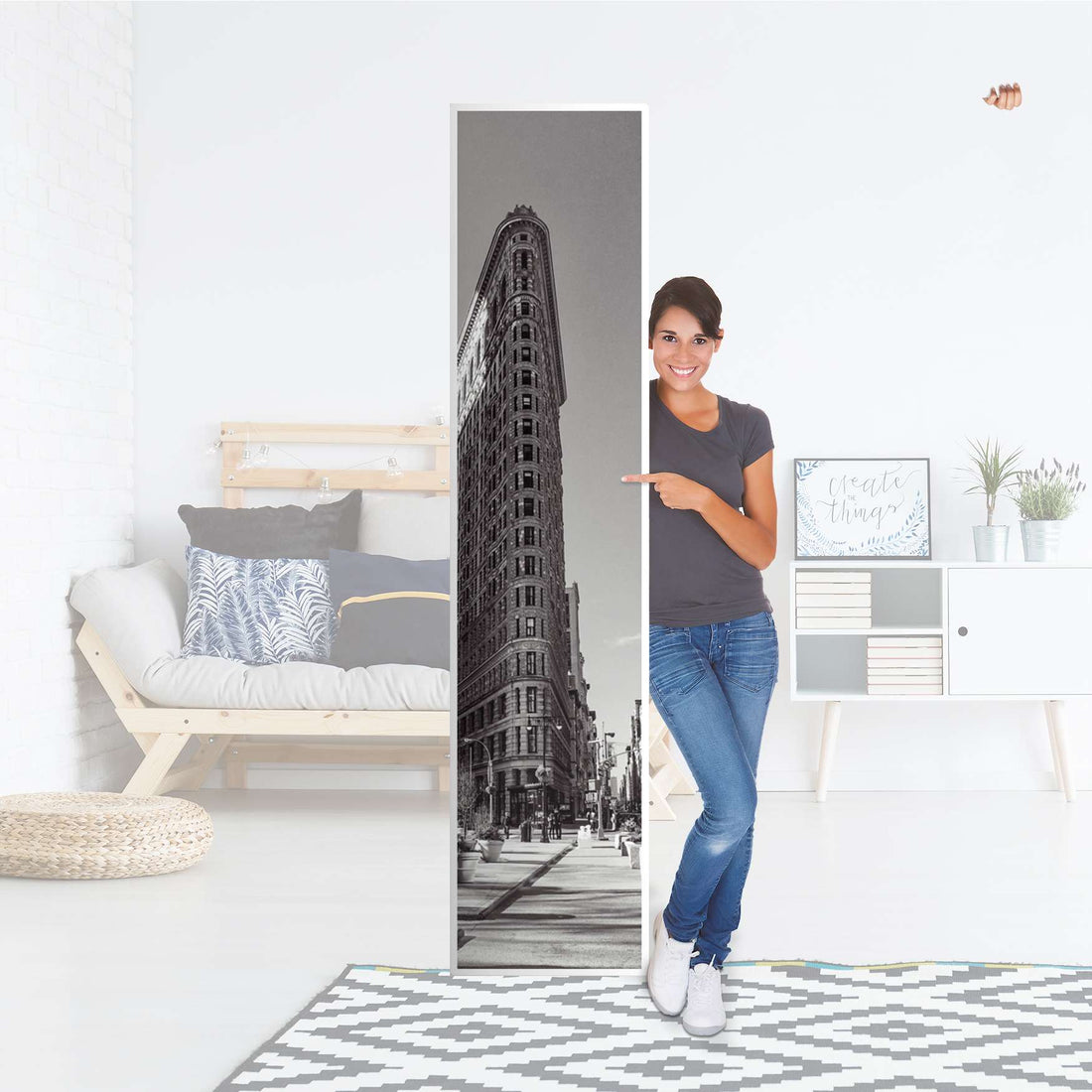 Klebefolie Manhattan - IKEA Pax Schrank 236 cm Höhe - 1 Tür - Folie