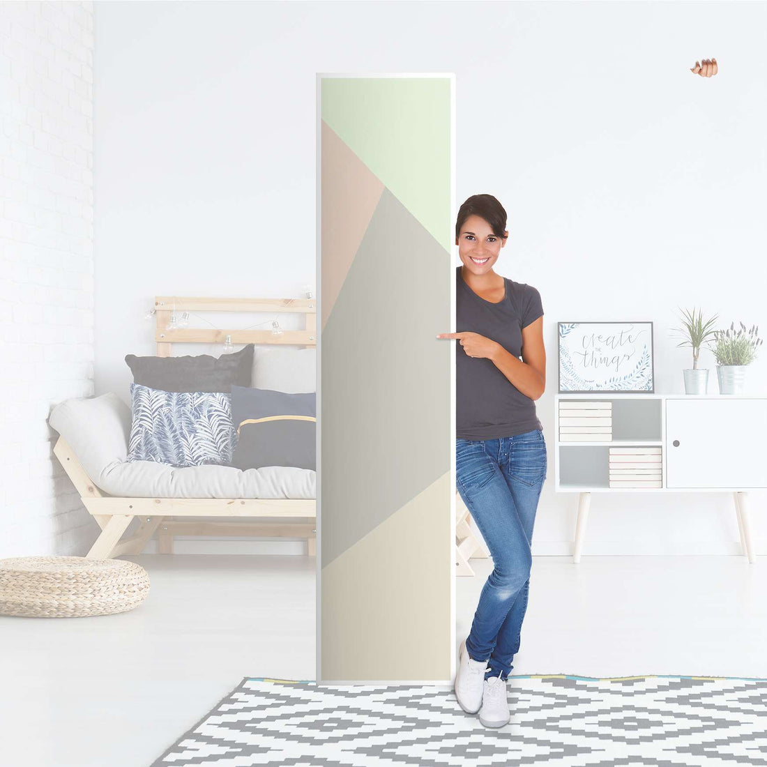 Klebefolie Pastell Geometrik - IKEA Pax Schrank 236 cm Höhe - 1 Tür - Folie