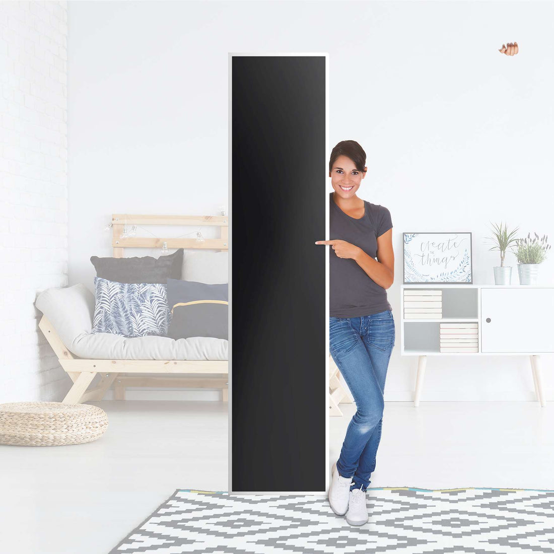 Klebefolie Schwarz - IKEA Pax Schrank 236 cm Höhe - 1 Tür - Folie