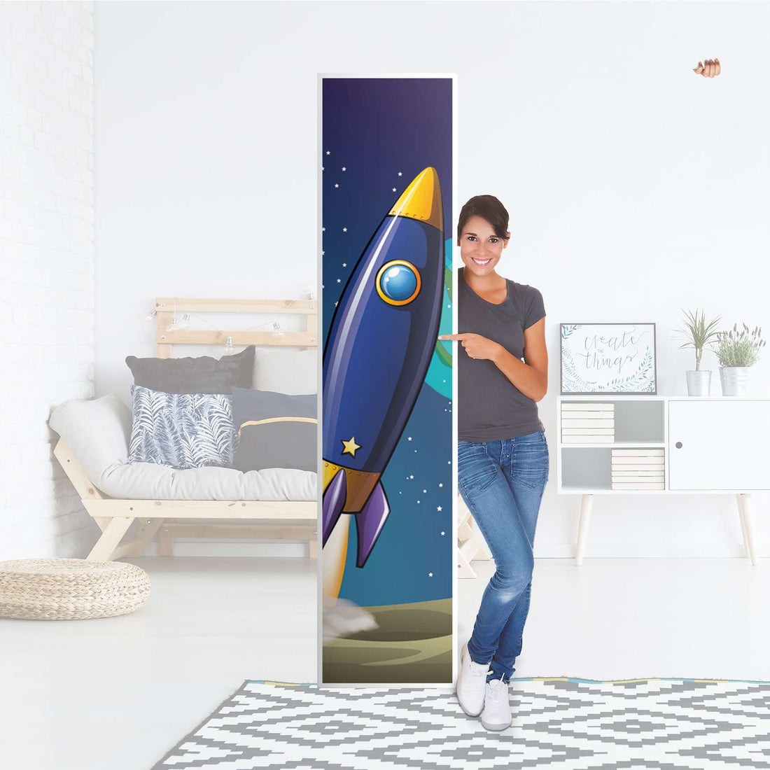 Klebefolie Space Rocket - IKEA Pax Schrank 236 cm Höhe - 1 Tür - Folie