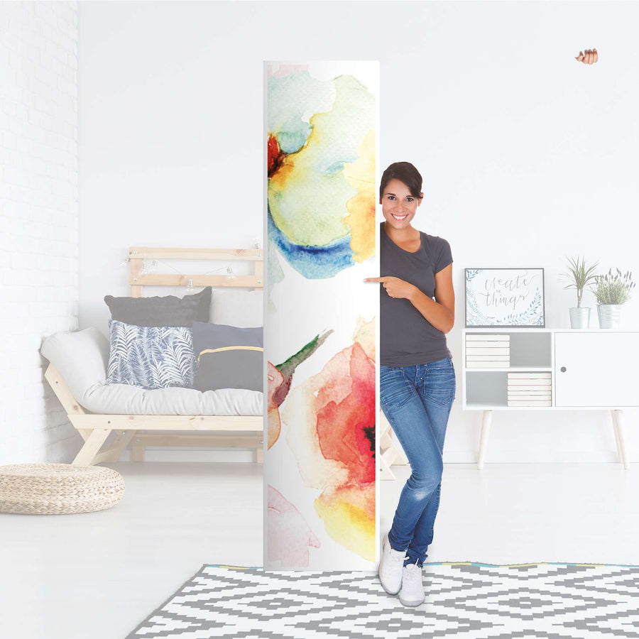 Klebefolie Water Color Flowers - IKEA Pax Schrank 236 cm Höhe - 1 Tür - Folie