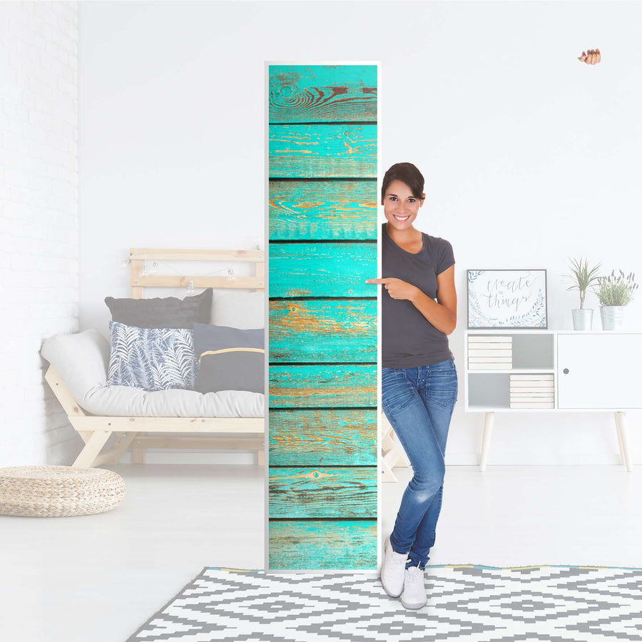 Klebefolie Wooden Aqua - IKEA Pax Schrank 236 cm Höhe - 1 Tür - Folie