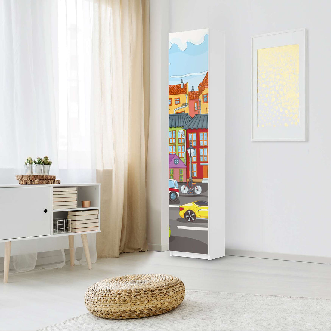 Klebefolie City Life - IKEA Pax Schrank 236 cm Höhe - 1 Tür - Kinderzimmer