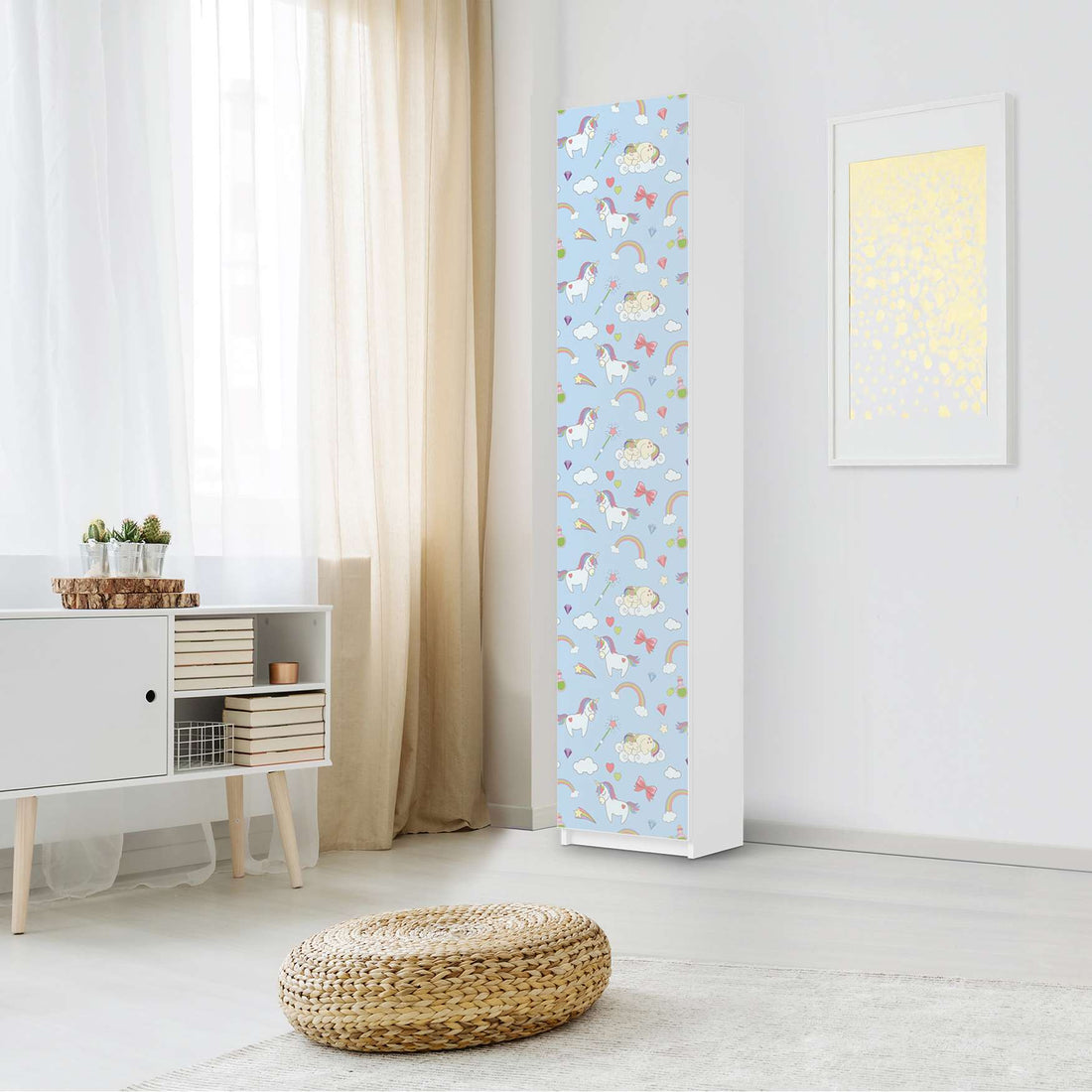 Klebefolie Rainbow Unicorn - IKEA Pax Schrank 236 cm Höhe - 1 Tür - Kinderzimmer
