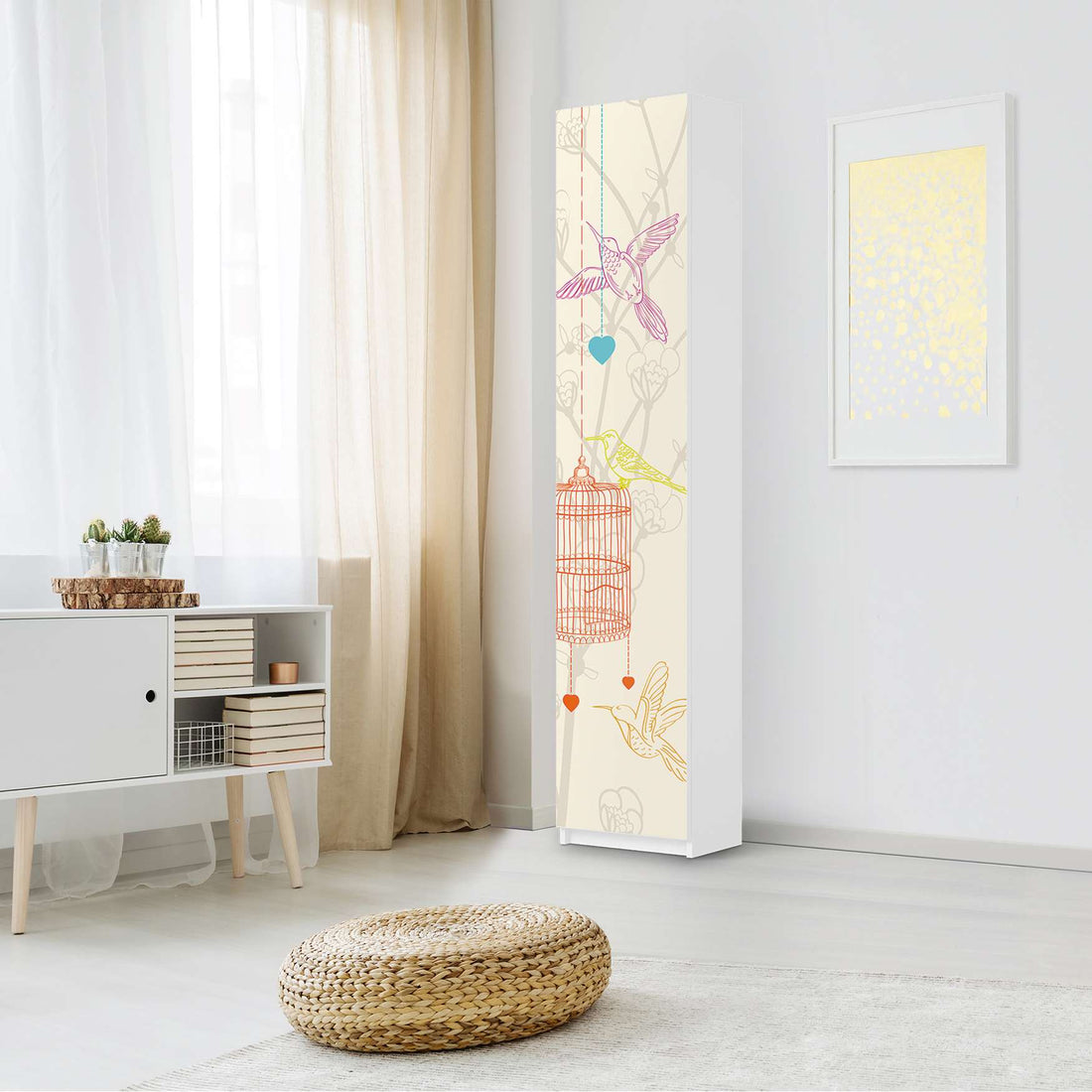 Klebefolie Birdcage - IKEA Pax Schrank 236 cm Höhe - 1 Tür - Schlafzimmer