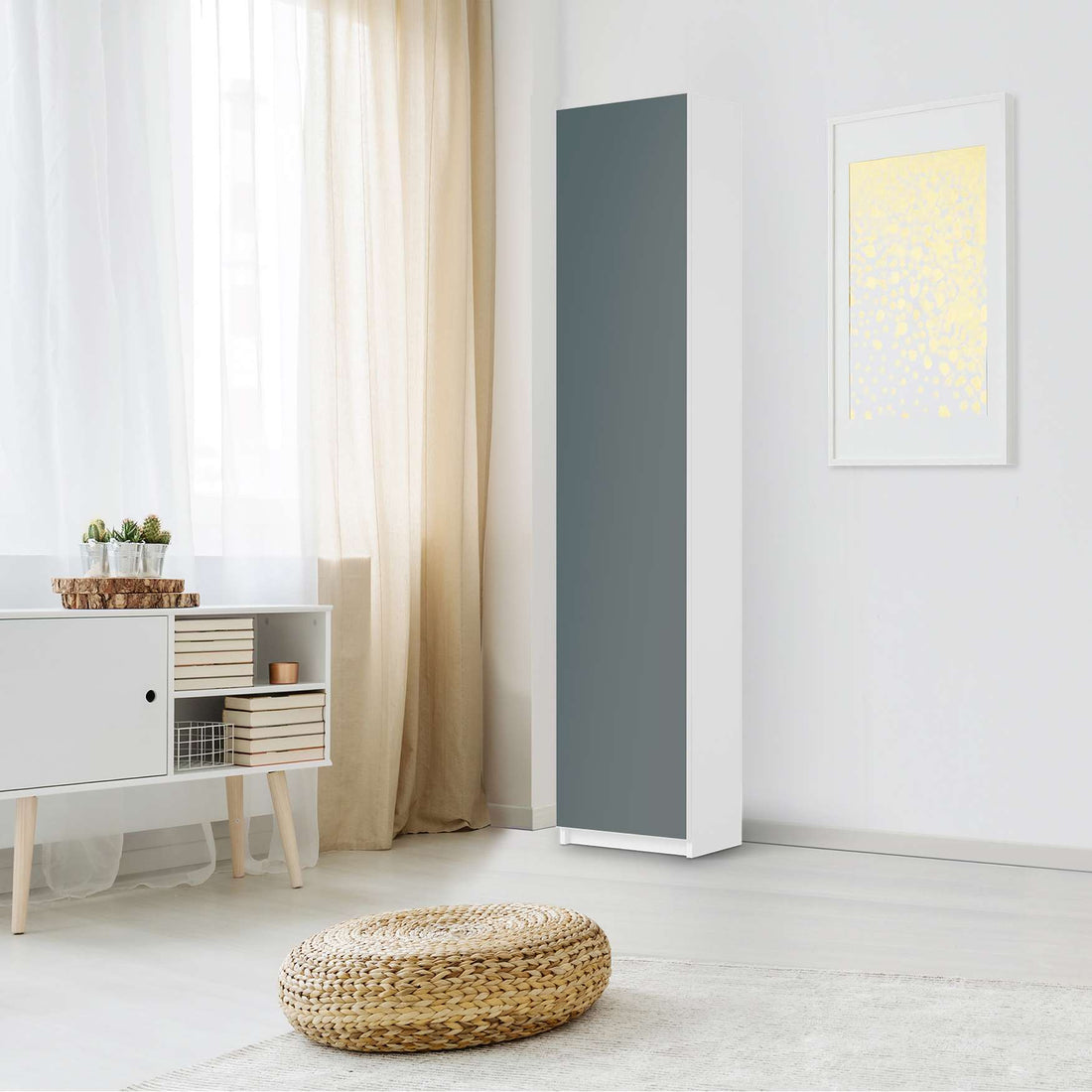 Klebefolie Blaugrau Light - IKEA Pax Schrank 236 cm Höhe - 1 Tür - Schlafzimmer