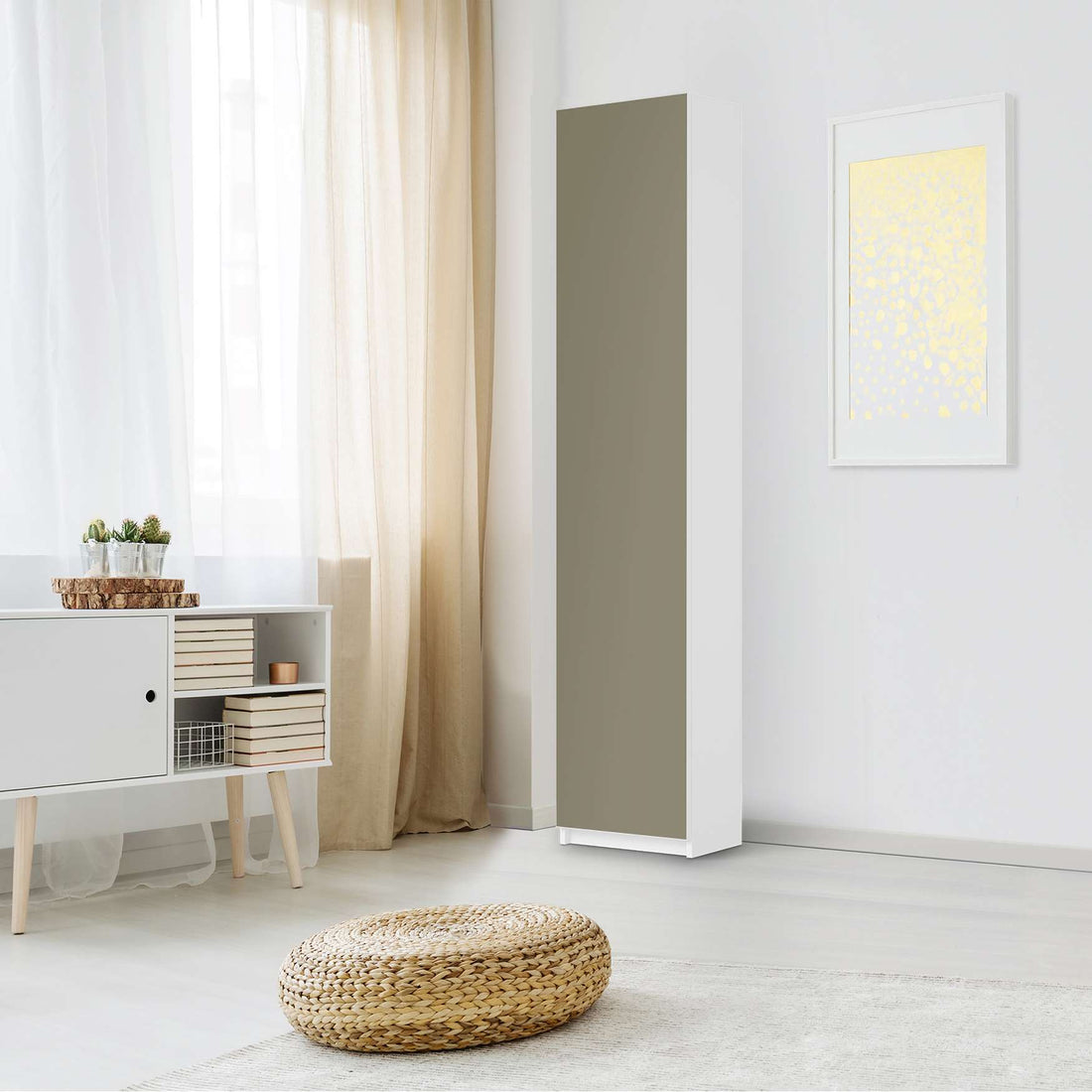 Klebefolie Braungrau Light - IKEA Pax Schrank 236 cm Höhe - 1 Tür - Schlafzimmer