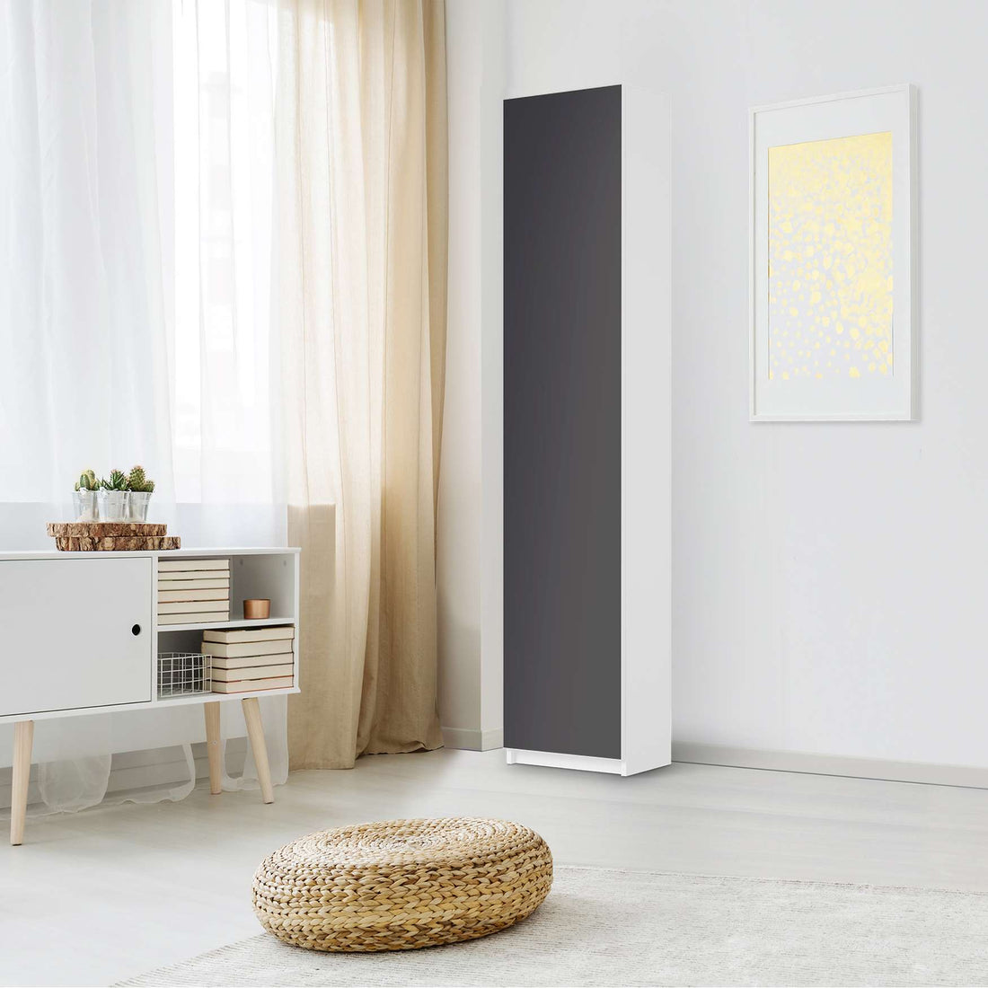 Klebefolie Grau Dark - IKEA Pax Schrank 236 cm Höhe - 1 Tür - Schlafzimmer