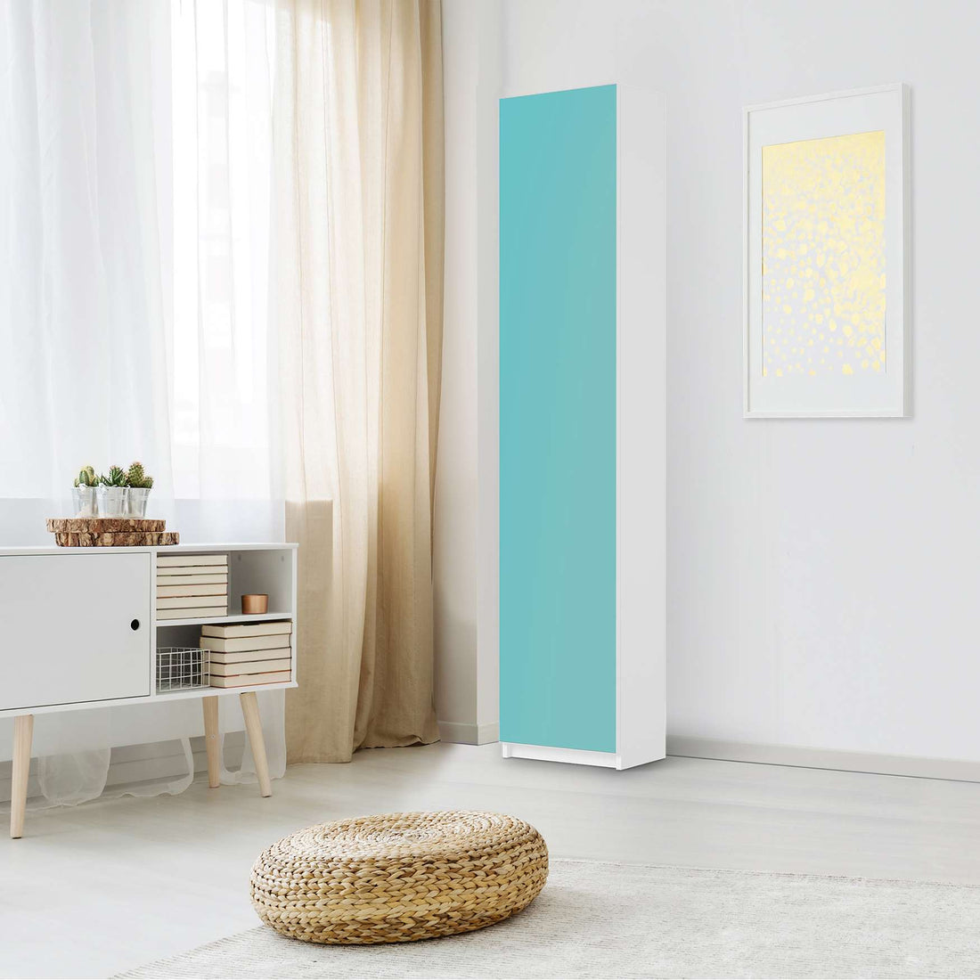 Klebefolie Türkisgrün Light - IKEA Pax Schrank 236 cm Höhe - 1 Tür - Schlafzimmer
