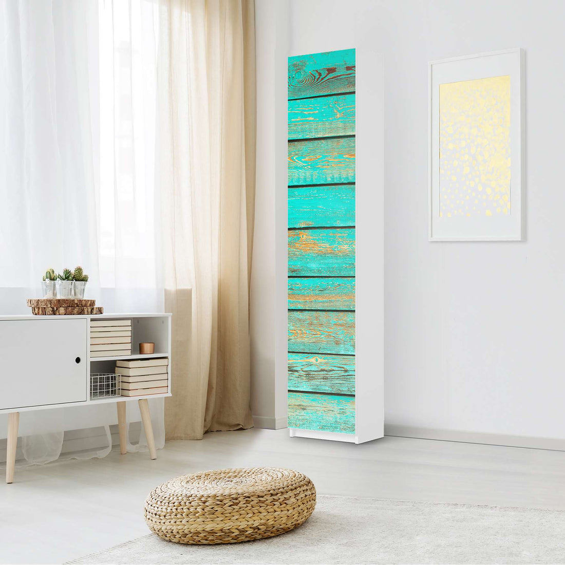 Klebefolie Wooden Aqua - IKEA Pax Schrank 236 cm Höhe - 1 Tür - Schlafzimmer