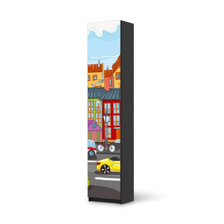 Klebefolie City Life - IKEA Pax Schrank 236 cm Höhe - 1 Tür - schwarz