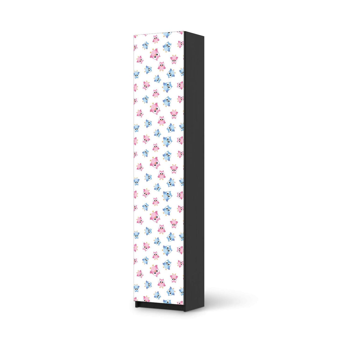Klebefolie Eulenparty - IKEA Pax Schrank 236 cm Höhe - 1 Tür - schwarz