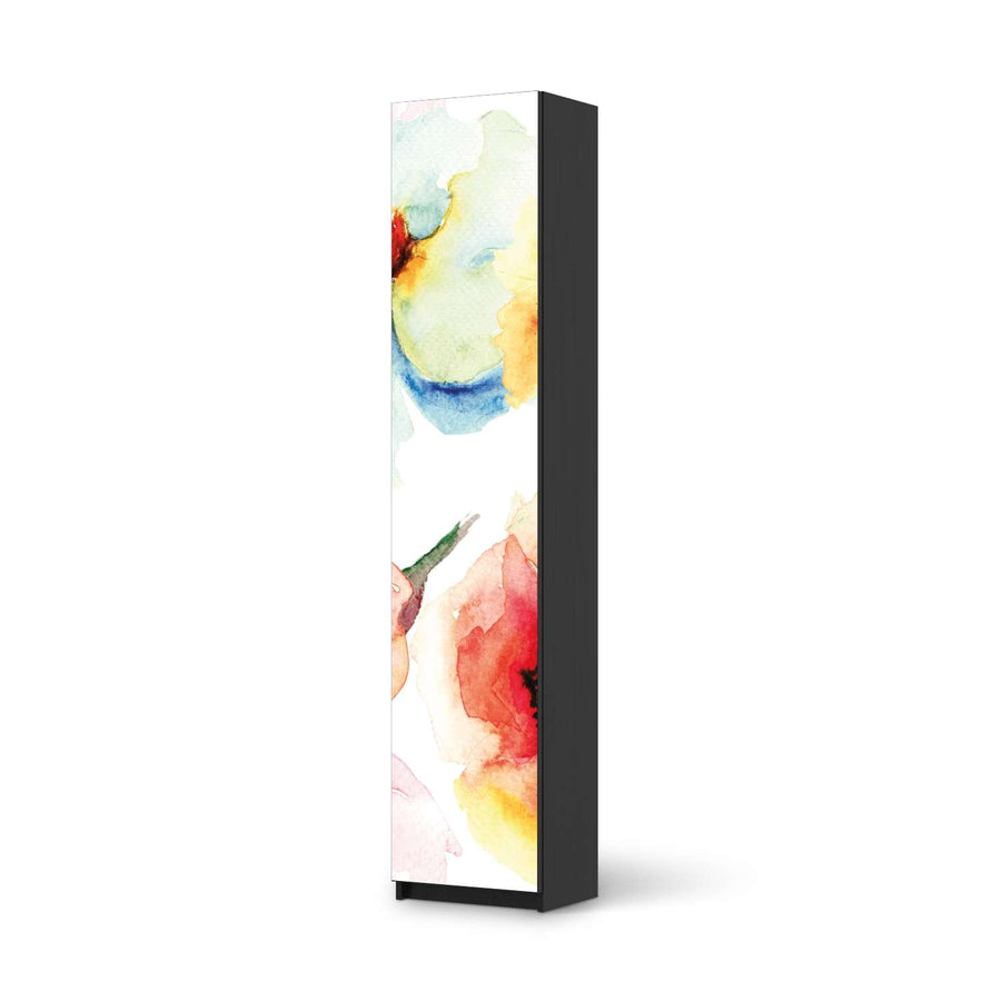 Klebefolie Water Color Flowers - IKEA Pax Schrank 236 cm Höhe - 1 Tür - schwarz