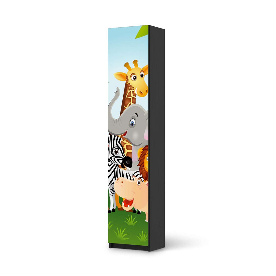 Klebefolie Wild Animals - IKEA Pax Schrank 236 cm Höhe - 1 Tür - schwarz