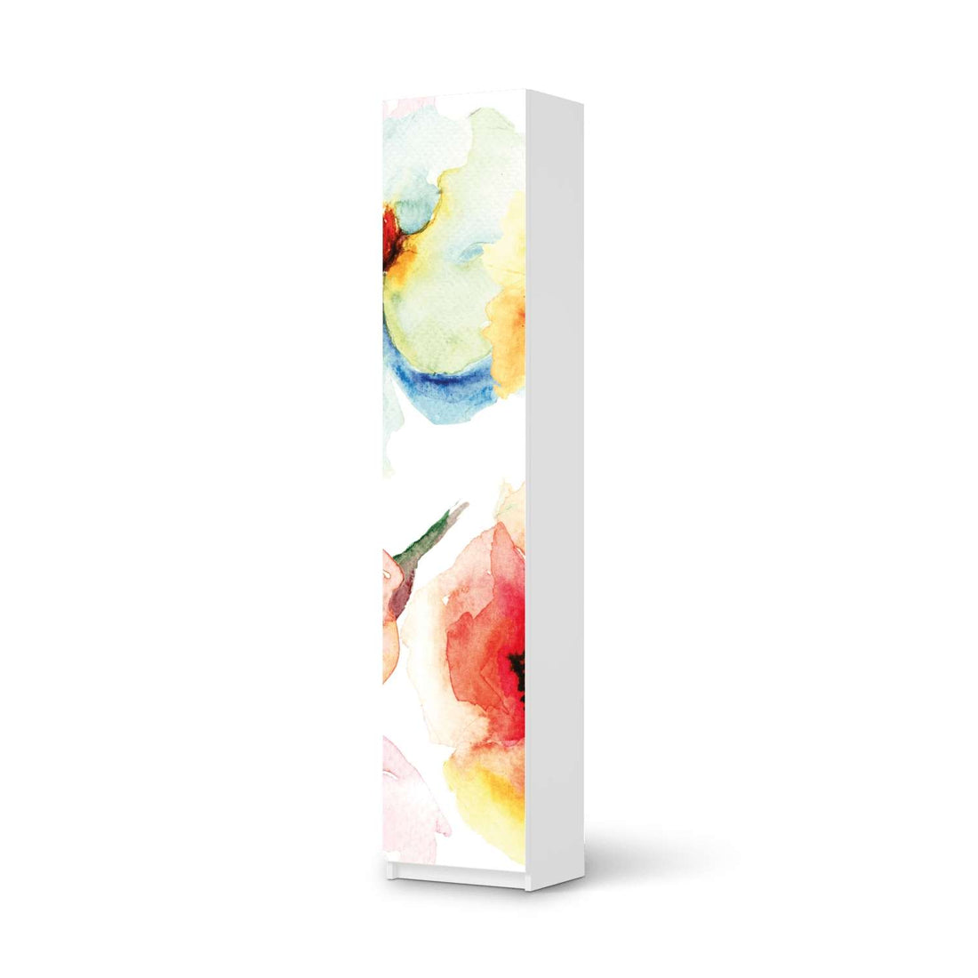 Klebefolie Water Color Flowers - IKEA Pax Schrank 236 cm Höhe - 1 Tür - weiss