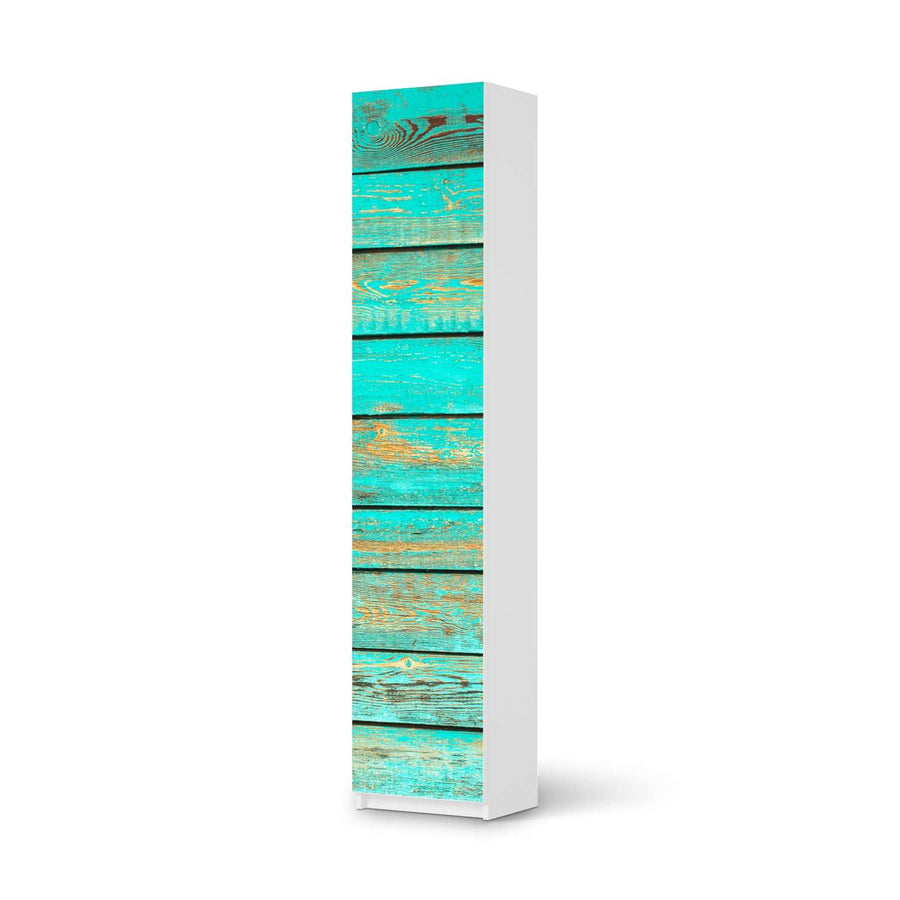 Klebefolie Wooden Aqua - IKEA Pax Schrank 236 cm Höhe - 1 Tür - weiss