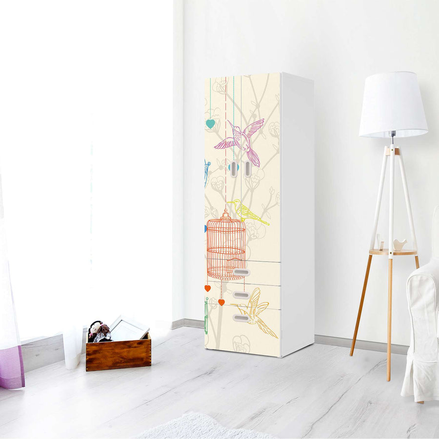 Klebefolie Birdcage - IKEA Stuva / Fritids kombiniert - 3 Schubladen und 2 große Türen - Kinderzimmer