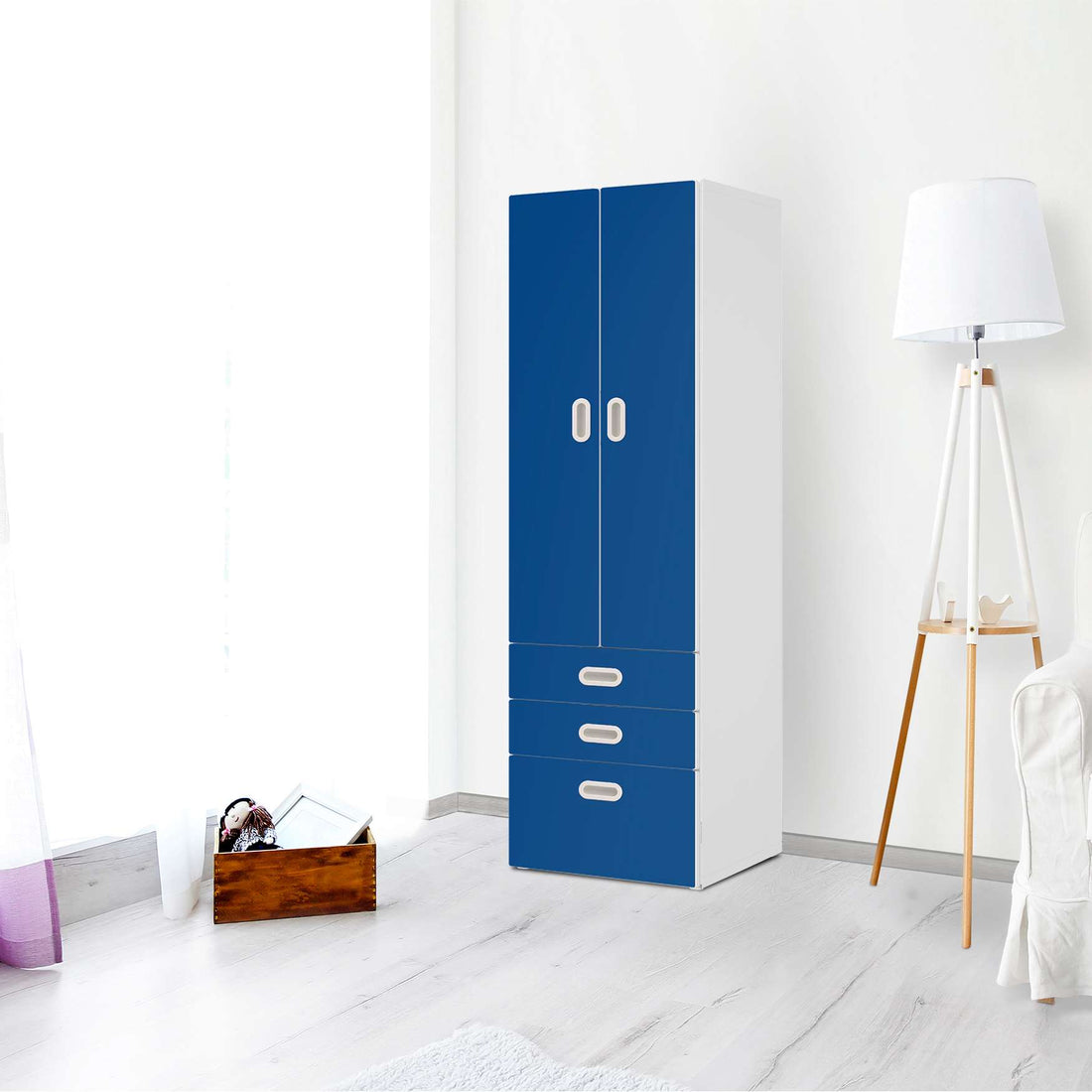 Klebefolie Blau Dark - IKEA Stuva / Fritids kombiniert - 3 Schubladen und 2 große Türen - Kinderzimmer