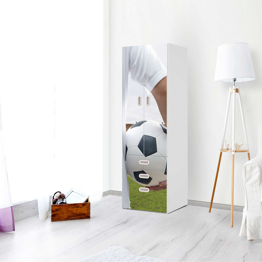 Klebefolie Footballmania - IKEA Stuva / Fritids kombiniert - 3 Schubladen und 2 große Türen - Kinderzimmer