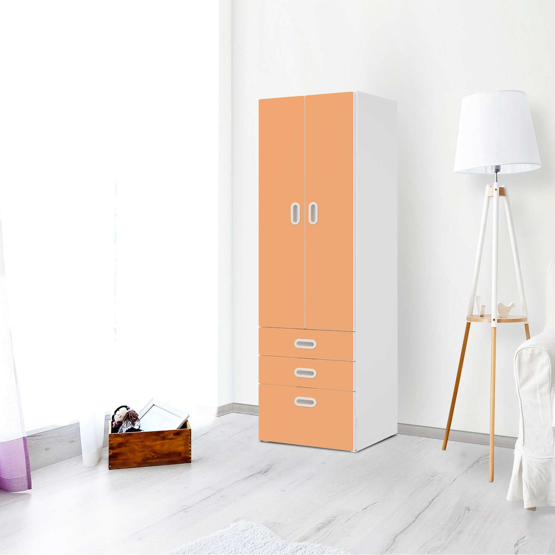 Klebefolie Orange Light - IKEA Stuva / Fritids kombiniert - 3 Schubladen und 2 große Türen - Kinderzimmer