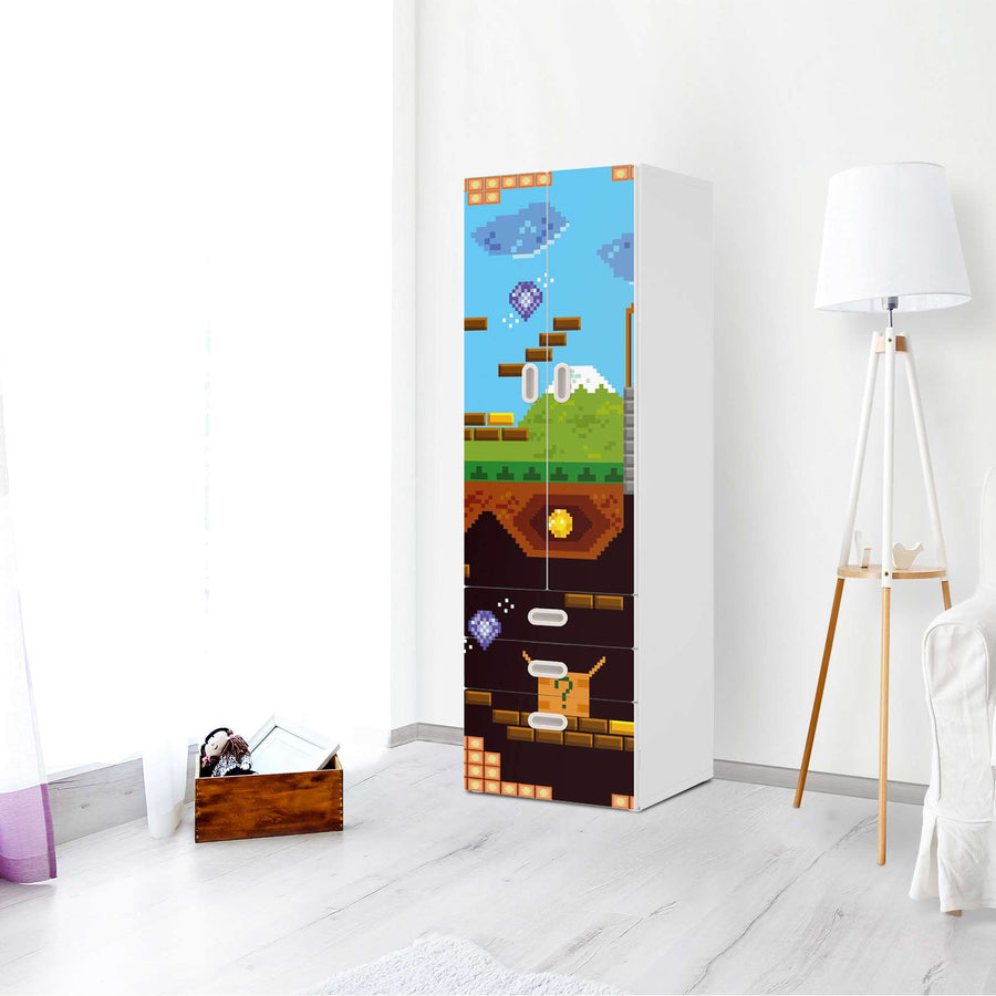 Klebefolie Pixelmania - IKEA Stuva / Fritids kombiniert - 3 Schubladen und 2 große Türen - Kinderzimmer