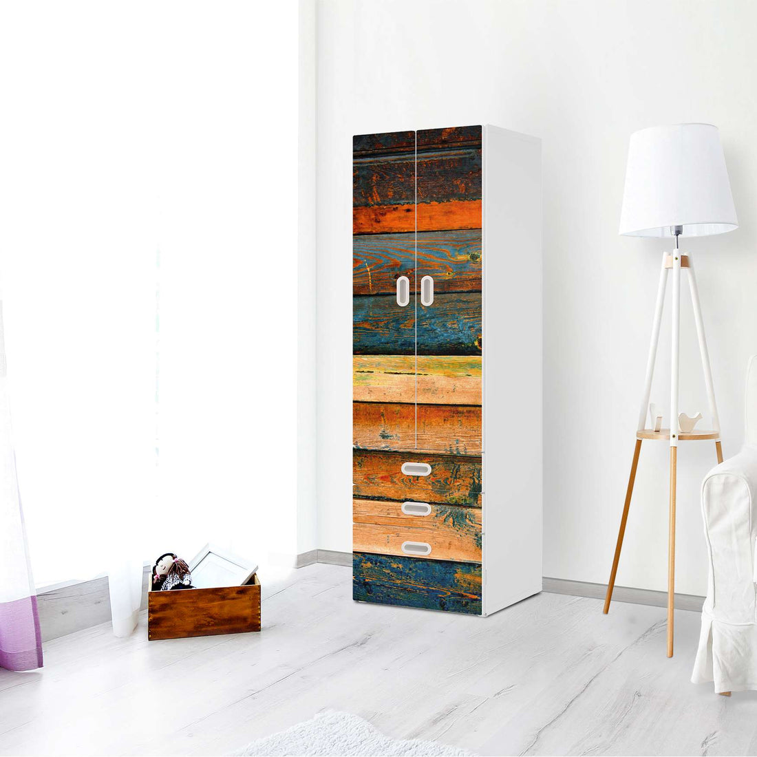 Klebefolie Wooden - IKEA Stuva / Fritids kombiniert - 3 Schubladen und 2 große Türen - Kinderzimmer