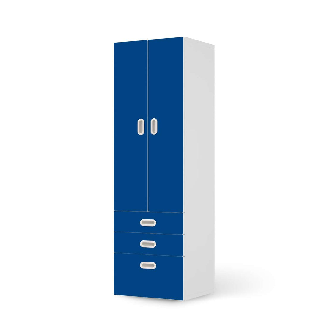 Klebefolie Blau Dark - IKEA Stuva / Fritids kombiniert - 3 Schubladen und 2 große Türen  - weiss