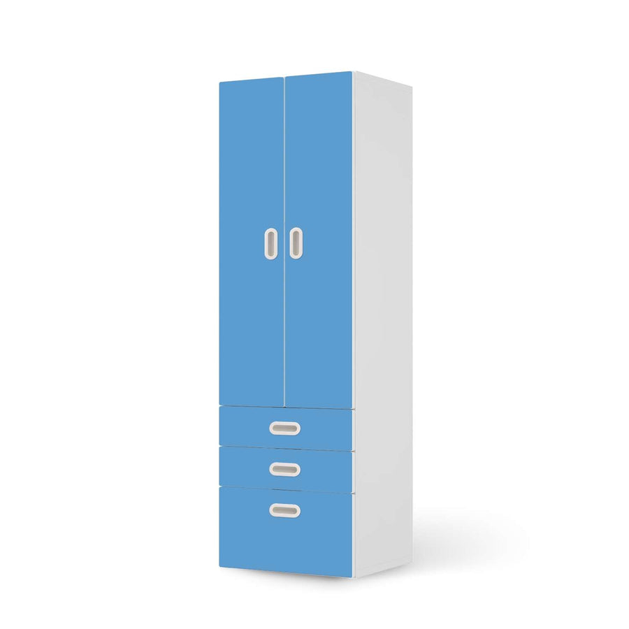 Klebefolie Blau Light - IKEA Stuva / Fritids kombiniert - 3 Schubladen und 2 große Türen  - weiss