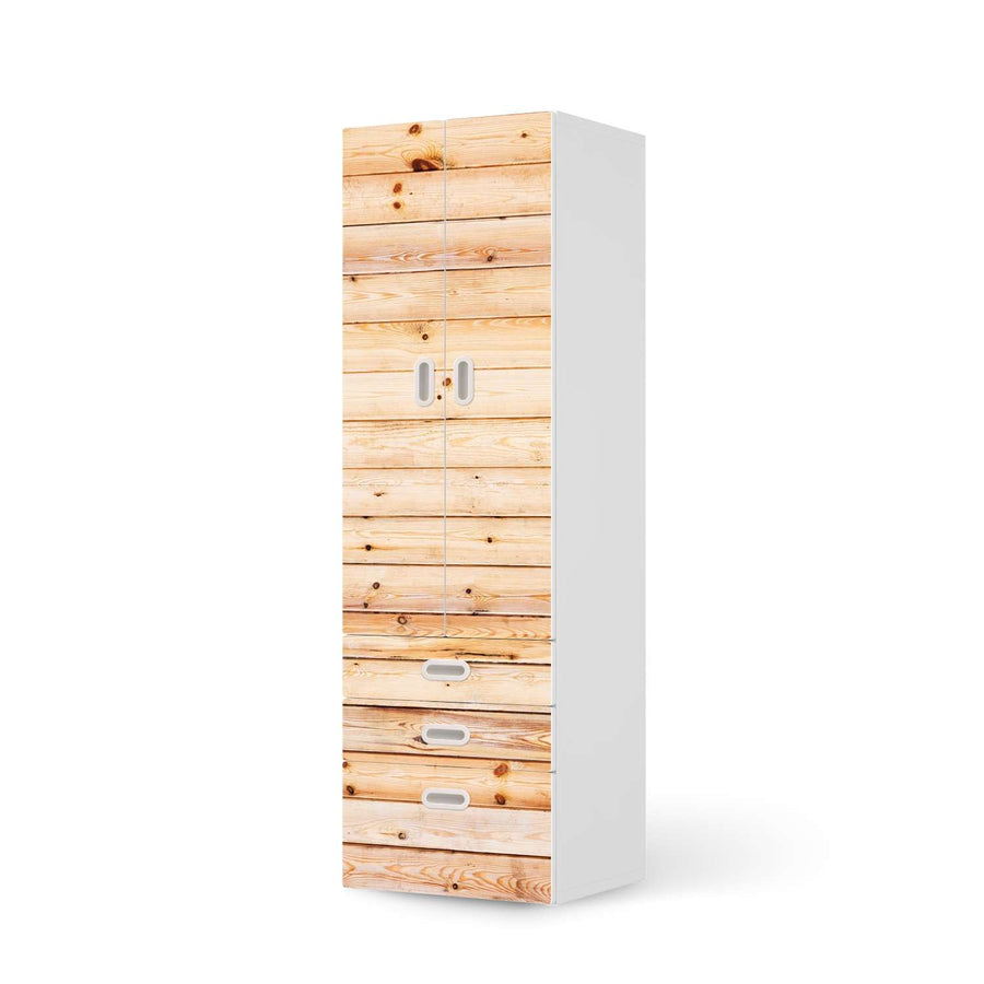 Klebefolie Bright Planks - IKEA Stuva / Fritids kombiniert - 3 Schubladen und 2 große Türen  - weiss