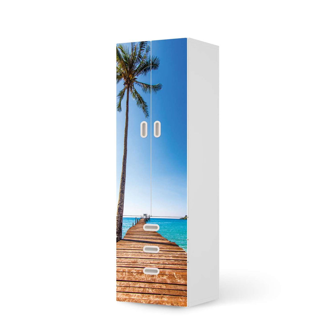 Klebefolie Caribbean - IKEA Stuva / Fritids kombiniert - 3 Schubladen und 2 große Türen  - weiss