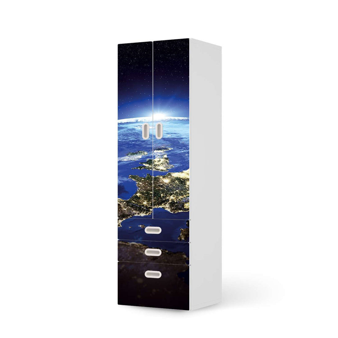 Klebefolie Earth View - IKEA Stuva / Fritids kombiniert - 3 Schubladen und 2 große Türen  - weiss