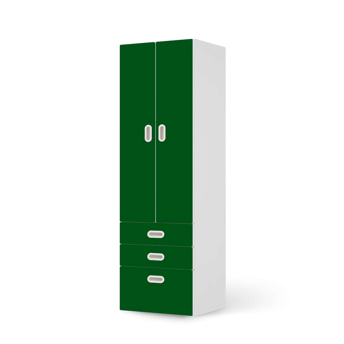 Klebefolie Grün Dark - IKEA Stuva / Fritids kombiniert - 3 Schubladen und 2 große Türen  - weiss