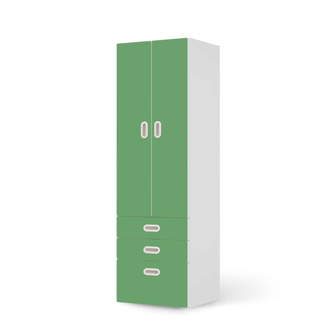 Klebefolie Grün Light - IKEA Stuva / Fritids kombiniert - 3 Schubladen und 2 große Türen  - weiss