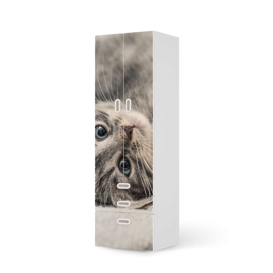 Klebefolie Kitty the Cat - IKEA Stuva / Fritids kombiniert - 3 Schubladen und 2 große Türen  - weiss