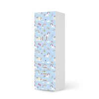 Klebefolie Rainbow Unicorn - IKEA Stuva / Fritids kombiniert - 3 Schubladen und 2 große Türen  - weiss