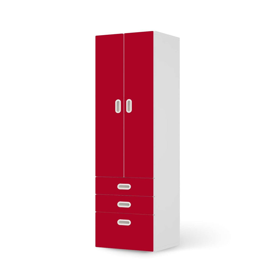 Klebefolie Rot Dark - IKEA Stuva / Fritids kombiniert - 3 Schubladen und 2 große Türen  - weiss