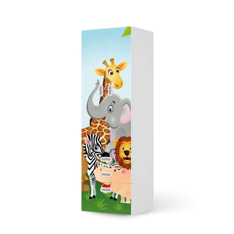 Klebefolie Wild Animals - IKEA Stuva / Fritids kombiniert - 3 Schubladen und 2 große Türen  - weiss
