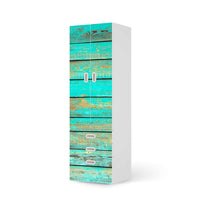 Klebefolie Wooden Aqua - IKEA Stuva / Fritids kombiniert - 3 Schubladen und 2 große Türen  - weiss