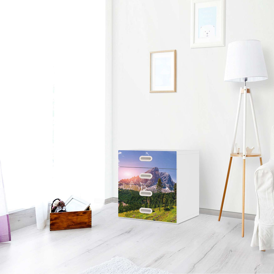 Klebefolie Alpenblick - IKEA Stuva / Fritids Kommode - 4 Schubladen - Kinderzimmer