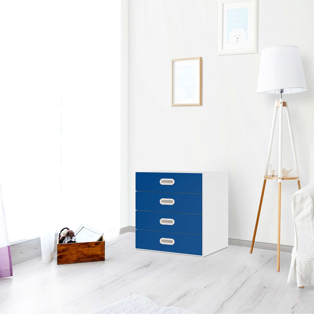 Klebefolie Blau Dark - IKEA Stuva / Fritids Kommode - 4 Schubladen - Kinderzimmer