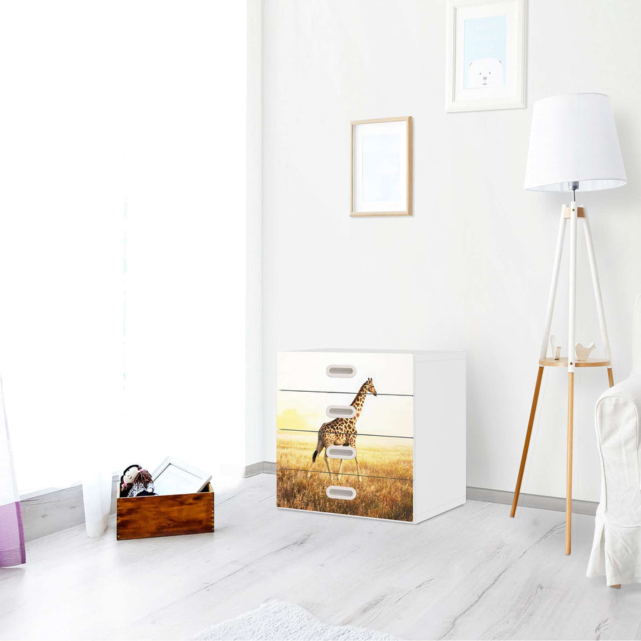 Klebefolie Savanna Giraffe - IKEA Stuva / Fritids Kommode - 4 Schubladen - Kinderzimmer