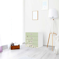 Klebefolie White Blossoms - IKEA Stuva / Fritids Kommode - 4 Schubladen - Kinderzimmer