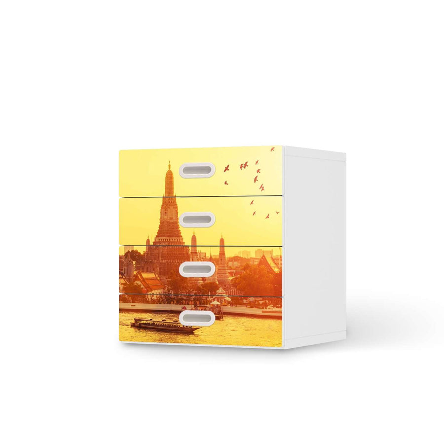 Klebefolie Bangkok Sunset - IKEA Stuva / Fritids Kommode - 4 Schubladen  - weiss