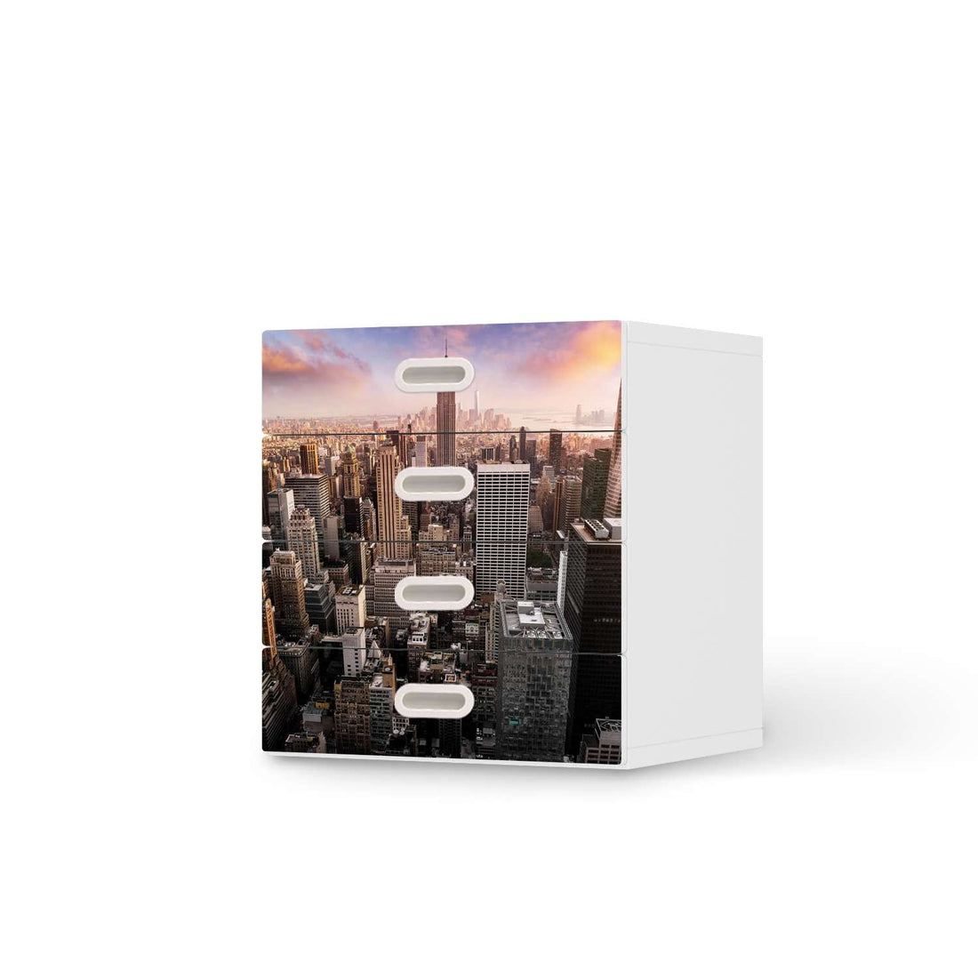 Klebefolie Big Apple - IKEA Stuva / Fritids Kommode - 4 Schubladen  - weiss
