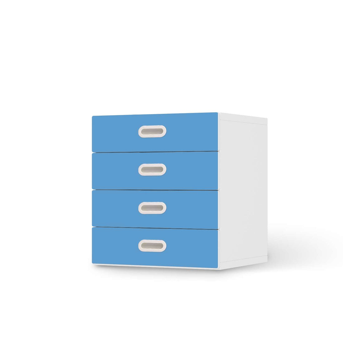 Klebefolie Blau Light - IKEA Stuva / Fritids Kommode - 4 Schubladen  - weiss