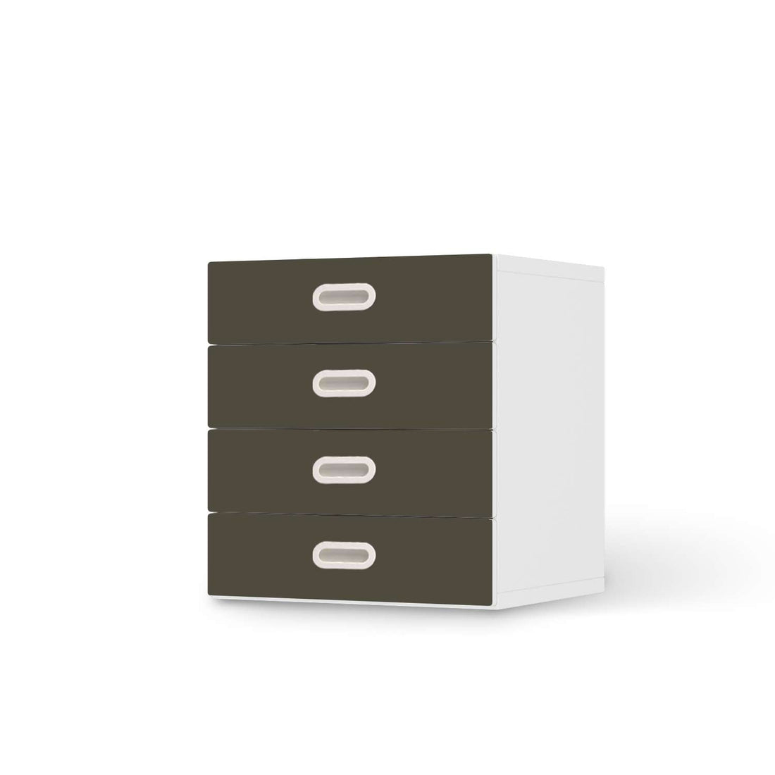 Klebefolie Braungrau Dark - IKEA Stuva / Fritids Kommode - 4 Schubladen  - weiss